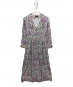 PS Paul SmithＰＳポールスミス）の古着「ペイズリー柄ブラウスワンピース」｜ピンク×グレー