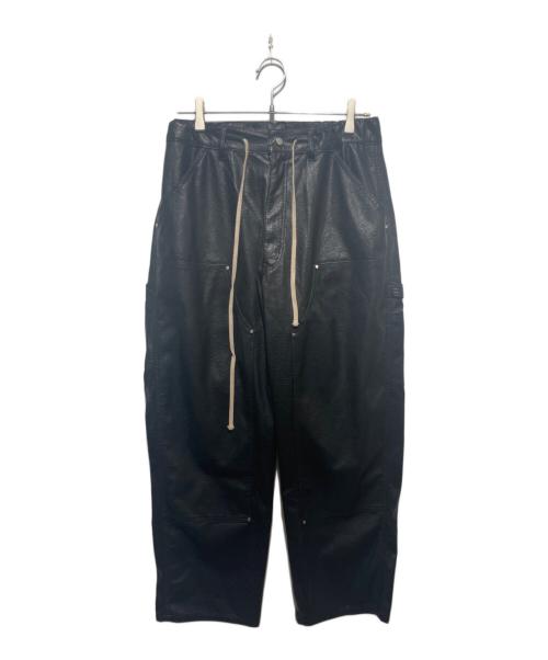 DANKE SCHON（ダンケ シェーン）Danke schon (ダンケ シェーン) エコレザーダブルニーパンツ/PU Leather Knee Painter Pants ブラック サイズ:Lの古着・服飾アイテム