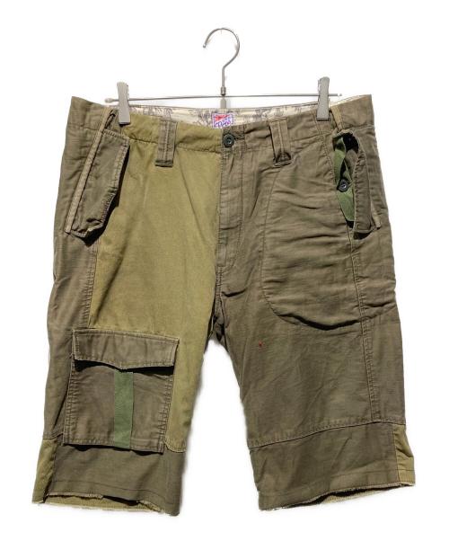 PRPS 紫製品（ピーアールピーエス）PRPS 紫製品 (ピーアールピーエス) ハーフカーゴパンツ カーキ サイズ:34の古着・服飾アイテム