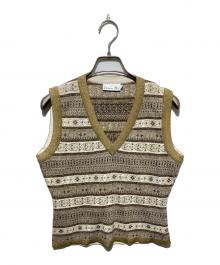 Christian Dior（クリスチャン ディオール）の古着「【OLD】ニットベスト」｜ゴールド×ベージュ