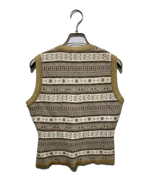 Christian Dior（クリスチャン ディオール）Christian Dior (クリスチャン ディオール) 【OLD】ニットベスト ゴールド×ベージュ サイズ:Ｌの古着・服飾アイテム