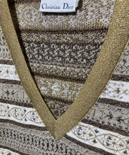 Christian Dior（クリスチャン ディオール）Christian Dior (クリスチャン ディオール) 【OLD】ニットベスト ゴールド×ベージュ サイズ:Ｌの古着・服飾アイテム