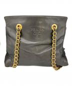 PRADAプラダ）の古着「ロゴモチーフチェーントートバッグ」｜ブラック