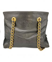 PRADA（プラダ）の古着「ロゴモチーフチェーントートバッグ」｜ブラック