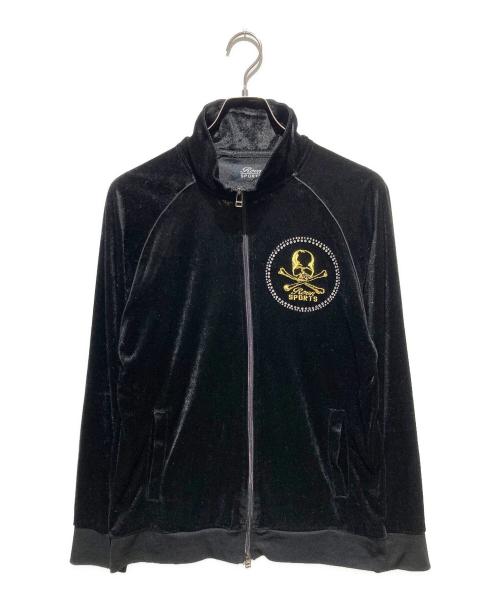 roen sports（ロエン）roen sports (ロエン) ラインストーン両面刺繍ベロアトラックジャケット ブラック サイズ:Lの古着・服飾アイテム