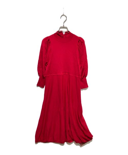 ANAYI（アナイ）ANAYI (アナイ) ファインメリノフレアニット ワンピース レッド サイズ:38の古着・服飾アイテム