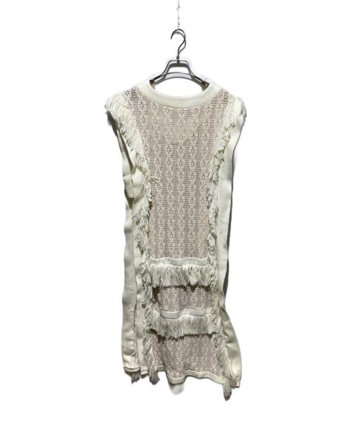 Acka.（エーシーケーエー）Acka. (エーシーケーエー) ロングフリンジベスト/mesh fringe long vest アイボリー サイズ:1の古着・服飾アイテム