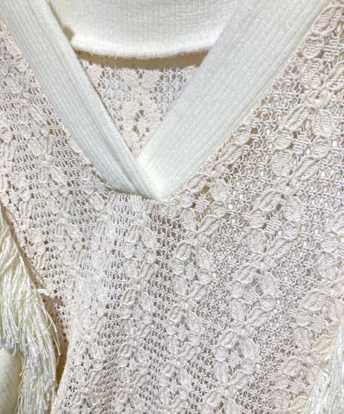 Acka.（エーシーケーエー）Acka. (エーシーケーエー) ロングフリンジベスト/mesh fringe long vest アイボリー サイズ:1の古着・服飾アイテム