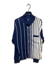 stussy（ステューシー）の古着「21aw striped knit shirt」｜ネイビー×ホワイト