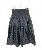 BEARDSLEYビアズリー）の古着「ウエストゴムドットスカート」｜ブラック