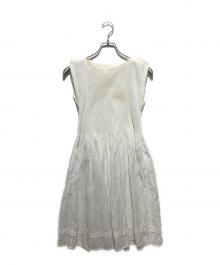 ISSEY MIYAKE me（イッセイ ミヤケ ミー）の古着「プリーツ切替ノースリーブワンピース」｜アイボリー