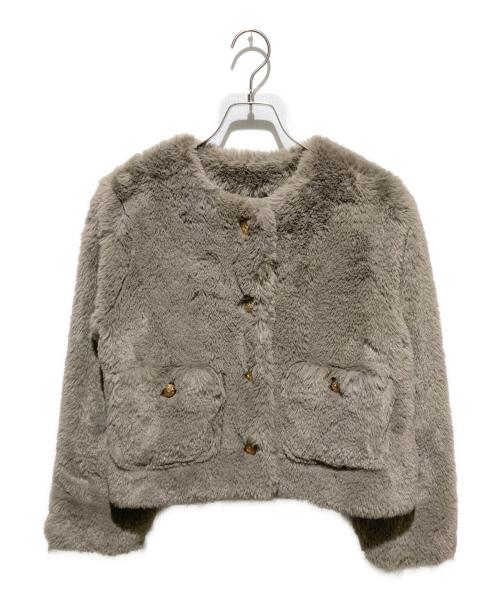 Mila Owen（ミラオーウェン）Mila Owen (ミラオーウェン) 金ボタンクロップドファージャケット グレージュ サイズ:1の古着・服飾アイテム