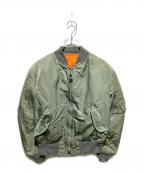 ALPHAアルファ）の古着「USA製 90～00s MA-1ジャケット」｜グリーン×オレンジ