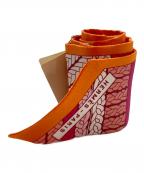 HERMESエルメス）の古着「TRESSES H/ツイリー スカーフ」｜ピンク×オレンジ