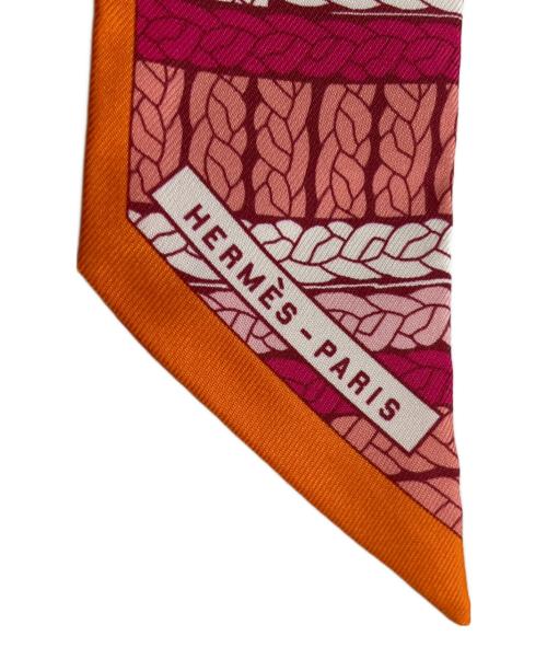 HERMES（エルメス）HERMES (エルメス) TRESSES H/ツイリー スカーフ ピンク×オレンジ 未使用品の古着・服飾アイテム