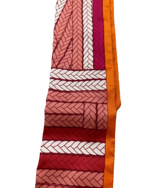HERMES（エルメス）HERMES (エルメス) TRESSES H/ツイリー スカーフ ピンク×オレンジ 未使用品の古着・服飾アイテム