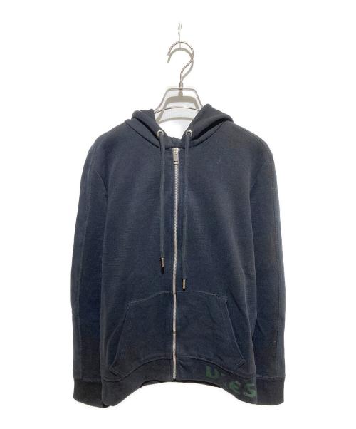 DIESEL（ディーゼル）DIESEL (ディーゼル) 裾ロゴジップニットパーカー ブラック サイズ:Lの古着・服飾アイテム
