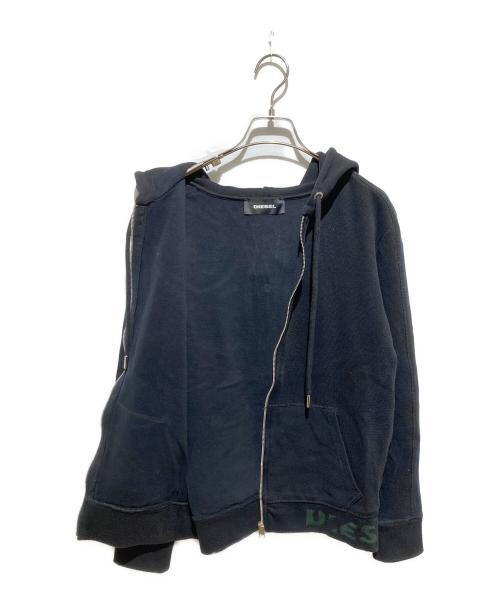 DIESEL（ディーゼル）DIESEL (ディーゼル) 裾ロゴジップニットパーカー ブラック サイズ:Lの古着・服飾アイテム