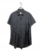 yohji yamamoto+noirヨウジヤマモトプリュスノアール）の古着「和柄ロングシルクシャツ」｜ブラック