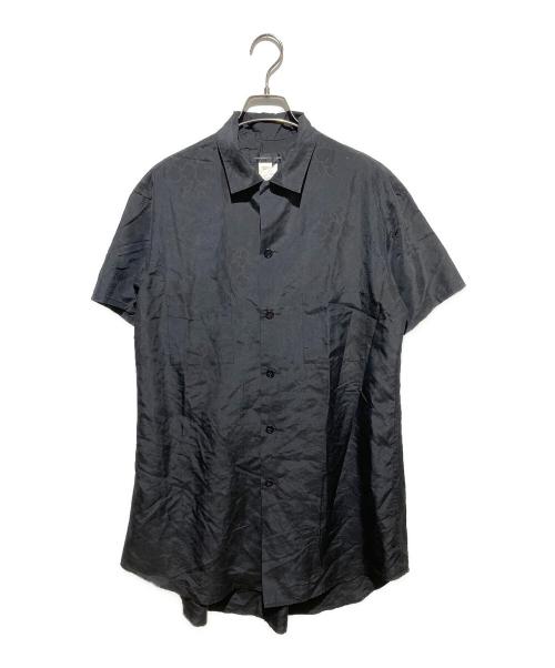 yohji yamamoto+noir（ヨウジヤマモトプリュスノアール）yohji yamamoto+noir (ヨウジヤマモトプリュスノアール) 和柄ロングシルクシャツ ブラック サイズ:3の古着・服飾アイテム