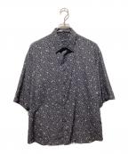 LAD MUSICIANラッドミュージシャン）の古着「SHORT SLEEVE BIG SHIRT DECHINE INKJET SKULL FLOWER」｜ブラック
