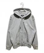 stussyステューシー）の古着「STOCK LOGO ZIP HOODIE」｜グレー