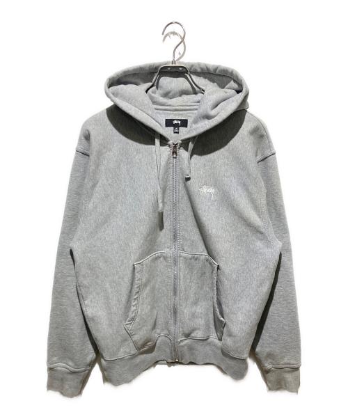 stussy（ステューシー）stussy (ステューシー) STOCK LOGO ZIP HOODIE グレー サイズ:Mの古着・服飾アイテム