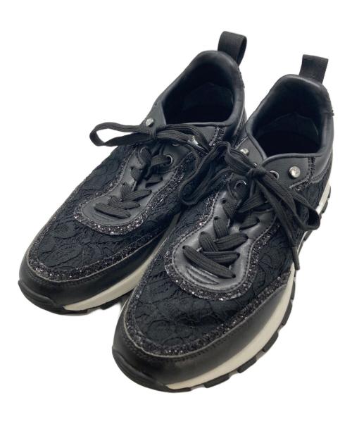 DIANA（ダイアナ）DIANA (ダイアナ) レースチュールスニーカー ブラック サイズ:23cmの古着・服飾アイテム