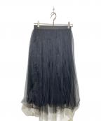 ANAYIアナイ）の古着「ドットチュールプリーツスカート」｜ブラック