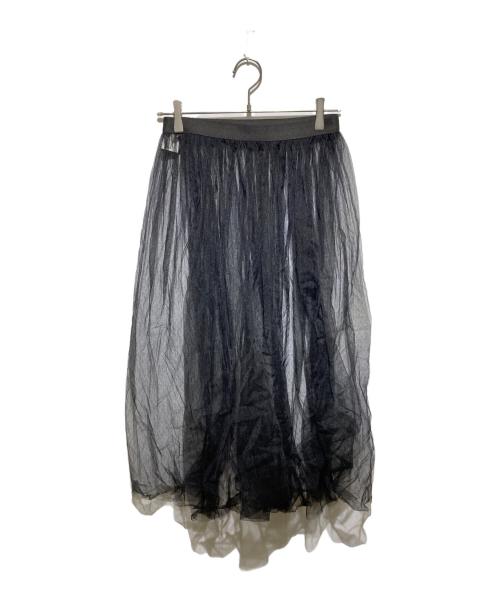 ANAYI（アナイ）ANAYI (アナイ) ドットチュールプリーツスカート ブラック サイズ:36の古着・服飾アイテム