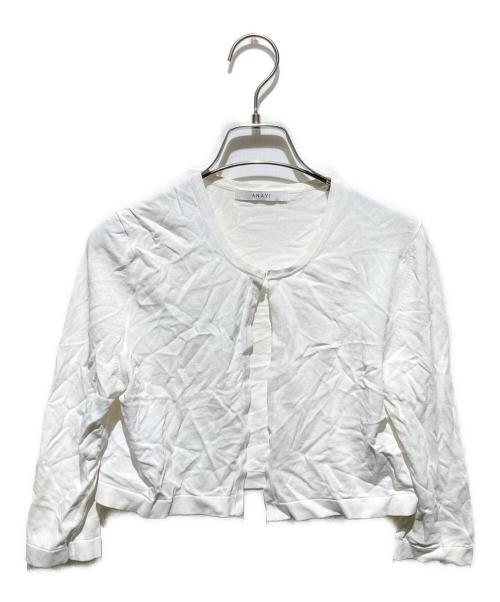 ANAYI（アナイ）ANAYI (アナイ) レーヨンナイロン天竺クルーネックカーディガン ホワイト サイズ:36の古着・服飾アイテム