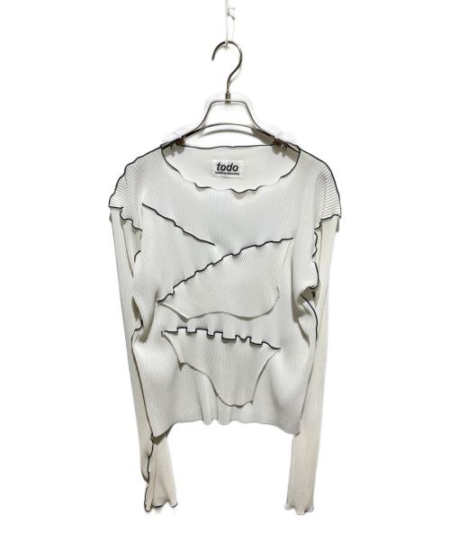 todo kotohayokozawa（トゥードゥー コトハヨコザワ）todo kotohayokozawa (トゥードゥー コトハヨコザワ) フリルプリーツカットソー ホワイト サイズ:不明の古着・服飾アイテム