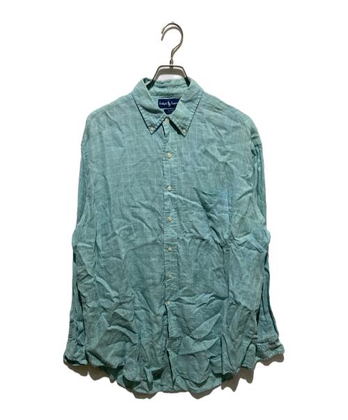 RALPH LAUREN（ラルフローレン）RALPH LAUREN (ラルフローレン) BLAKEリネンチェックシャツ ブルー サイズ:Lの古着・服飾アイテム