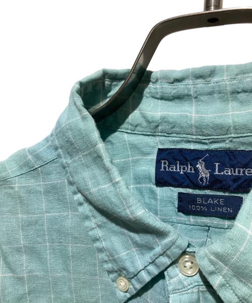 RALPH LAUREN（ラルフローレン）RALPH LAUREN (ラルフローレン) BLAKEリネンチェックシャツ ブルー サイズ:Lの古着・服飾アイテム