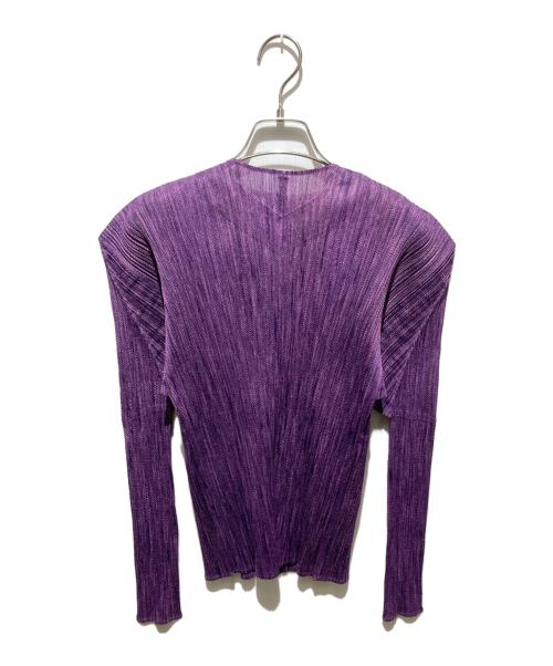 PLEATS PLEASE（プリーツプリーズ）PLEATS PLEASE (プリーツプリーズ) Vネックプリーツカーディガン パープル サイズ:4の古着・服飾アイテム