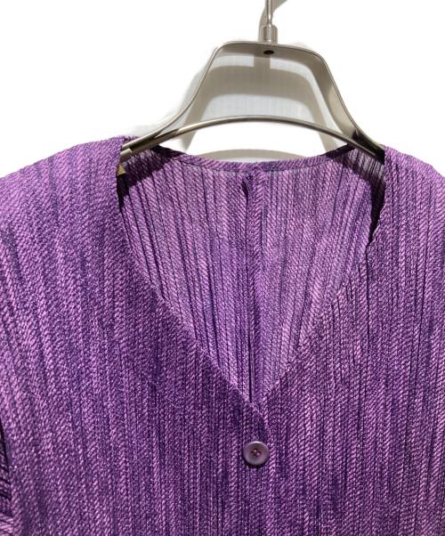 PLEATS PLEASE（プリーツプリーズ）PLEATS PLEASE (プリーツプリーズ) Vネックプリーツカーディガン パープル サイズ:4の古着・服飾アイテム