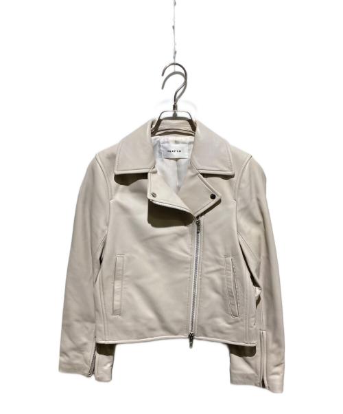 FRAY ID（フレイ アイディー）FRAY ID (フレイ アイディー) レザーライダースジャケット アイボリーの古着・服飾アイテム