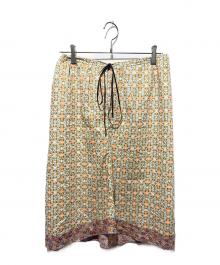 BACCA（バッカ）の古着「サマーリバティ コットンフレアスカート」｜オレンジ×ホワイト