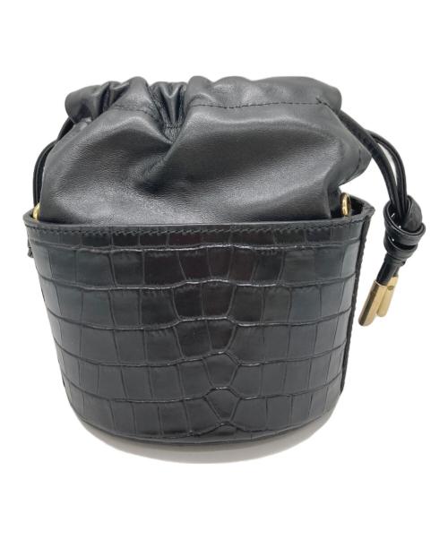 CHRISTIAN VILLA（クリスチャンヴィラ）CHRISTIAN VILLA (クリスチャンヴィラ) クロコ型押しバケツ型ショルダーバッグ ブラックの古着・服飾アイテム