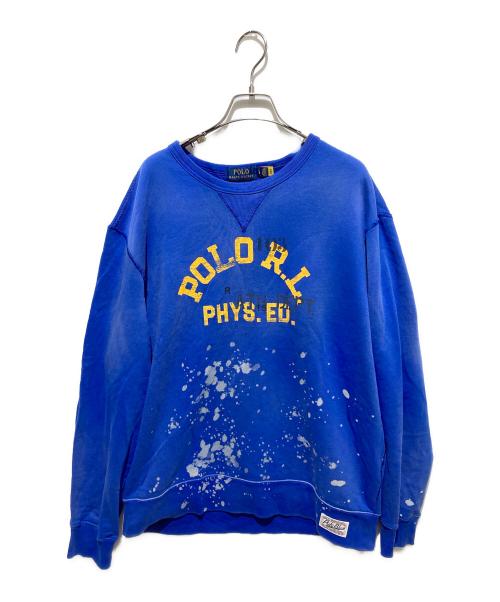 POLO RALPH LAUREN（ポロ・ラルフローレン）POLO RALPH LAUREN (ポロ・ラルフローレン) スプラッシュプリントスウェット ブルー サイズ:Lの古着・服飾アイテム