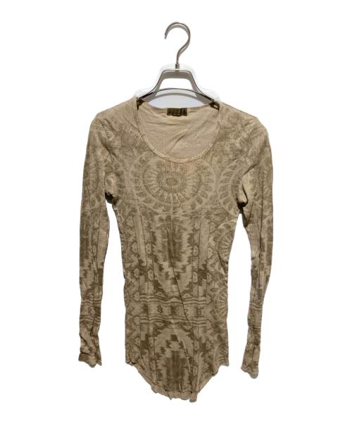 goa（ゴア）goa (ゴア) y2k 総柄ロングカットソー ベージュ サイズ:不明の古着・服飾アイテム