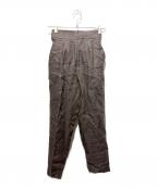 ebureエブール）の古着「リネンベルテッドタックパンツ」｜ブラウン