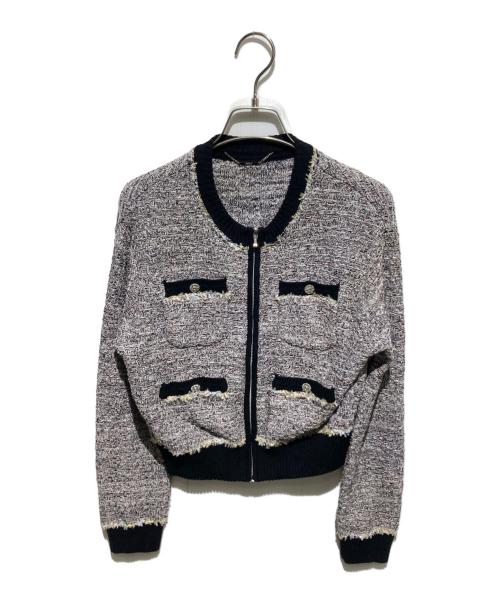 CELFORD（セルフォード）CELFORD (セルフォード) ツイードニットジップブルゾン パープル サイズ:1の古着・服飾アイテム