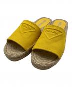 PRADAプラダ）の古着「トライアングルロゴ キャンバス エスパドリーユ フラットサンダル」｜ベージュ×イエロー