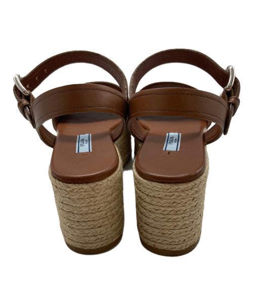 PRADA（プラダ）PRADA (プラダ) エスパドリーユ厚底サンダル ブラウン×ベージュ サイズ:35　1/2の古着・服飾アイテム