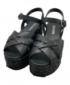 PRADAプラダ）の古着「エスパドリーユ厚底サンダル」｜ブラック