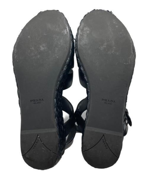PRADA（プラダ）PRADA (プラダ) エスパドリーユ厚底サンダル ブラック サイズ:36の古着・服飾アイテム