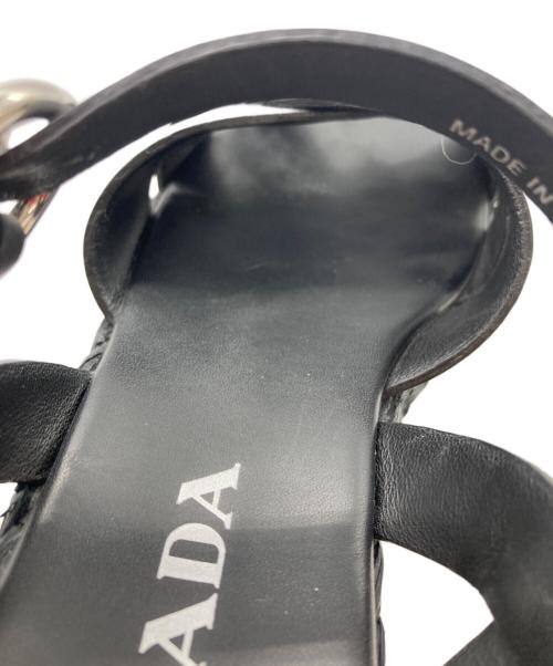 PRADA（プラダ）PRADA (プラダ) エスパドリーユ厚底サンダル ブラック サイズ:36の古着・服飾アイテム