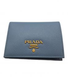PRADA（プラダ）の古着「サフィアーノトライアングル 財布」｜スカイブルー