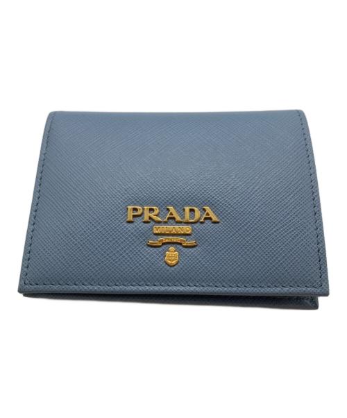 PRADA（プラダ）PRADA (プラダ) サフィアーノトライアングル 財布 スカイブルーの古着・服飾アイテム